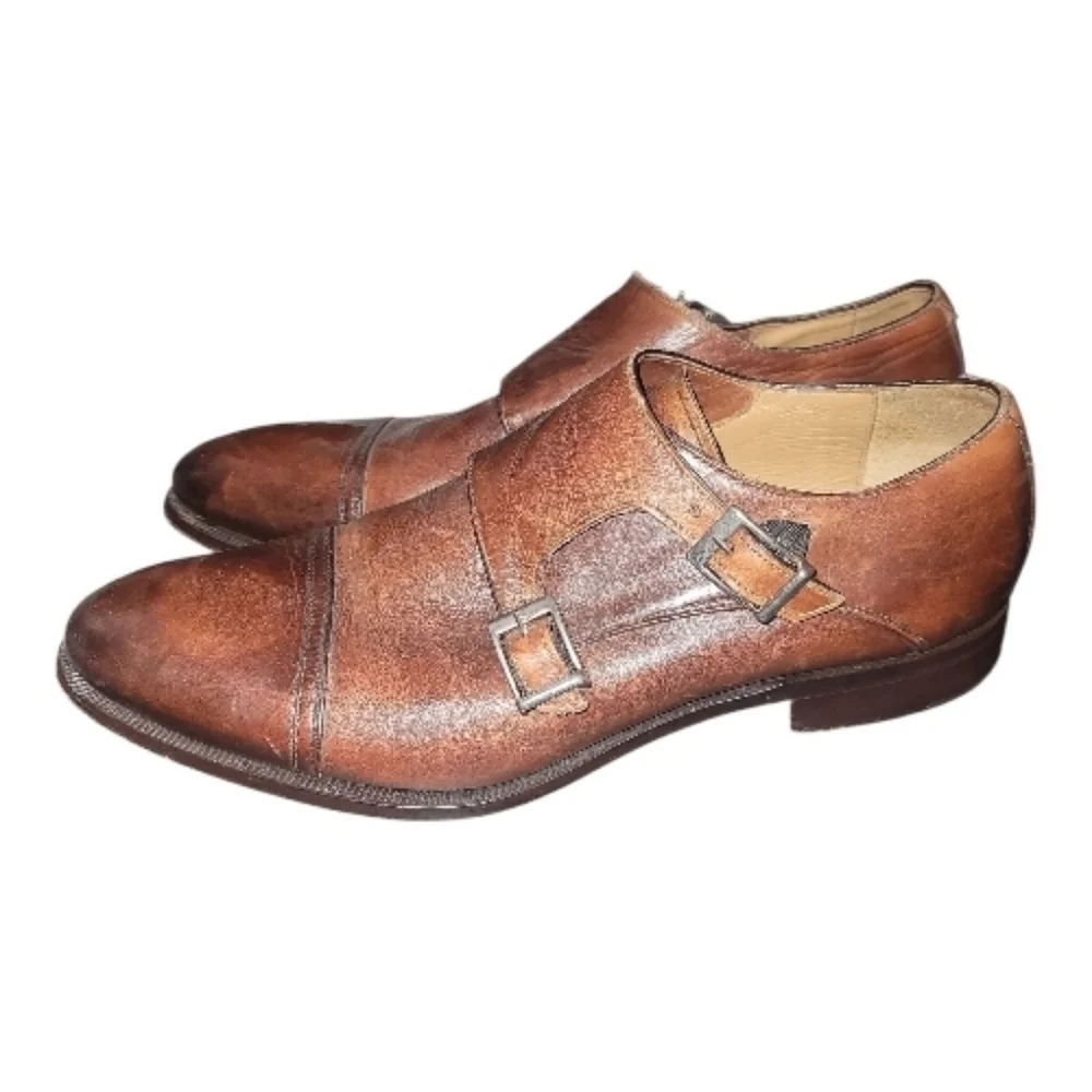 Scoop NYC shoes Men's cognac Brown Double Monk Strap leather oxfords 43 9